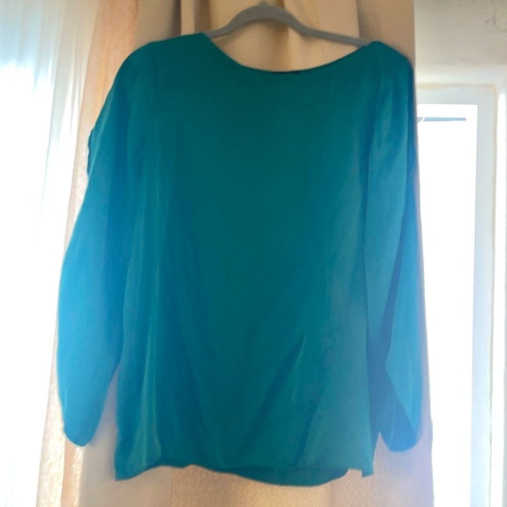 %100 silk talbots green blouse